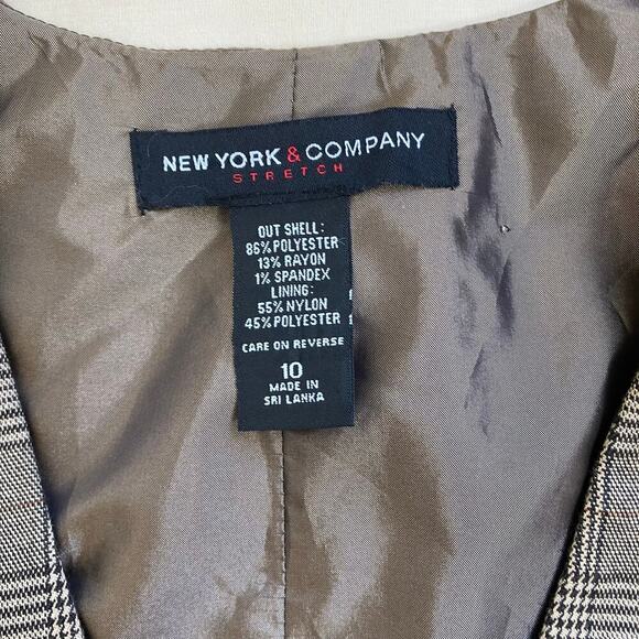 New York & Co Sz 10 Vtg Glen Plaid Twill Fitted Vest Button Front Classic Dressy - Picture 11 of 16